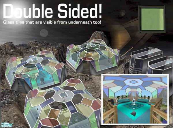 Sims 2 — Green Double-Sided Glass Tile by Cyclonesue — This tile is double sided so that the underneath is also coloured.