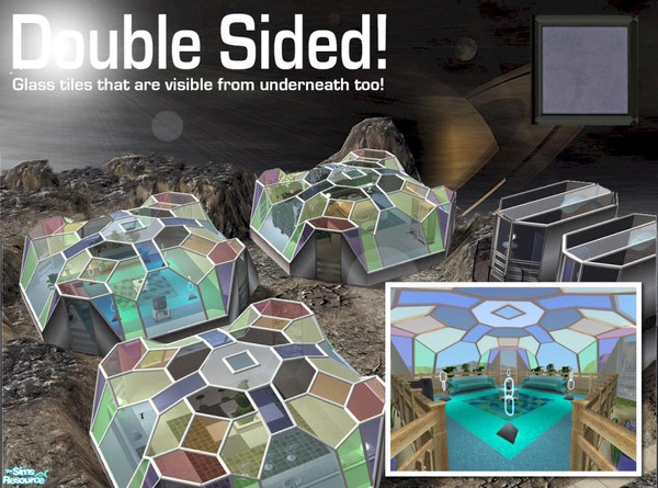 Sims 2 — Blue Double-Sided Glass Tile by Cyclonesue — This tile is double sided so that the underneath is also coloured.