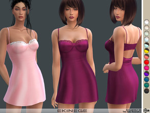 Sims 4 — Lace Mini Slip Dress by ekinege — This cutout back dress features satin material, lace detailing, underwire