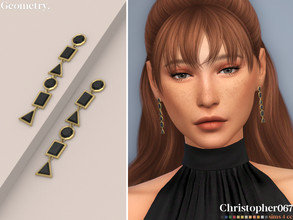 Sims 4 — Geometry Earrings by christopher0672 — This is an elegant pair of circle, rectangle, and triangle shape charm