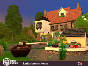 Sims 4 — Karla country house_ No CC by evi — A two bedroom country house built next to a pond . Bedrooms on the first