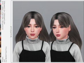 Sims 4 — Hug Hair for Child by magpiesan — Medium-long hairstyle in 65 colors for Child. HQ compatible and hat chops