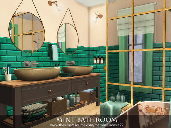 Sims 4 — Mint Bathrom by dasie22 — Mint Bathrom is a stylish room. Please, use code "bb.moveobjects on" before