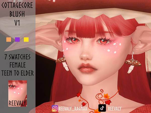 Sims 4 — Cottagecore Blush V1 by Reevaly — 7 Swatches. Teen to Elder. Female. Base Game compatible. Please do not