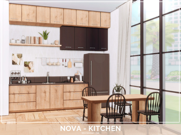 Sims 4 — Nova Kitchen - TSR Only CC by Mini_Simmer — Room type: Kitchen Size: 6x5 Price: $16,223 Wall Height: Short