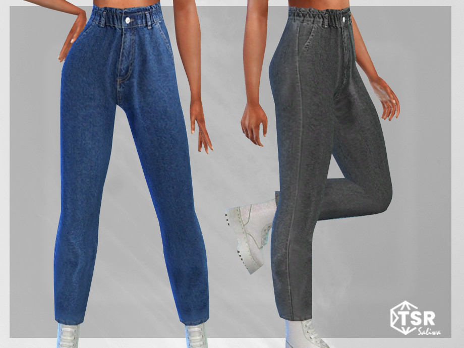The Sims Resource - Paperbag Cropped Jeans