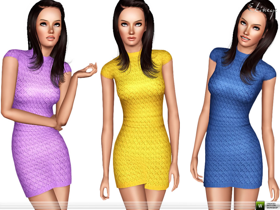 The Sims Resource - Cap Sleeve Knit Mini Dress