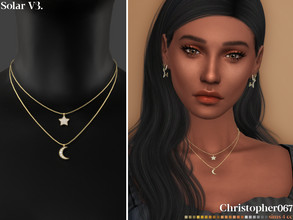 Sims 4 — Solar Necklace V3 by christopher0672 — This is a cosmic set of diamond-studded star and moon pendant layered