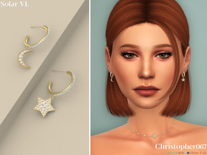 Sims 4 — Solar Earrings V1 by christopher0672 — This is a dazzling pair of diamond-studded star and moon charm hoop