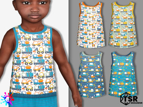 Sims 4 — Toddler Digger Sleeveless Vest by Pelineldis — Sleeveless vest with digger prints. Can be found in category
