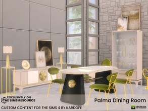 Sims 4 — Palma Dining Room by kardofe — Cosmoluxe style dining room, with table and sideboard with marble top, two types