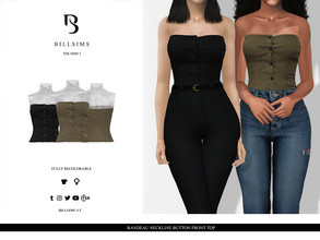 Sims 3 — Bandeau Neckline Button Front Top by Bill_Sims — This top features a button front detail and bandeau neckline! -
