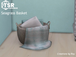 Sims 4 — Seagrass Basket by RoyIMVU — This woven seagrass basket is perfect for storing a throw blanket and extra