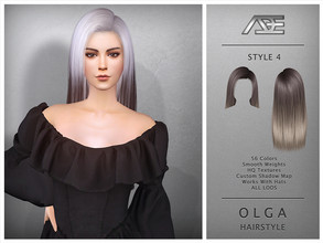 Sims 4 — Olga - Style 4 (Hairstyle) by Ade_Darma — Olga Hairstyle - Style 4 New Hair Mesh 56 Colors HQ Textures No Morph