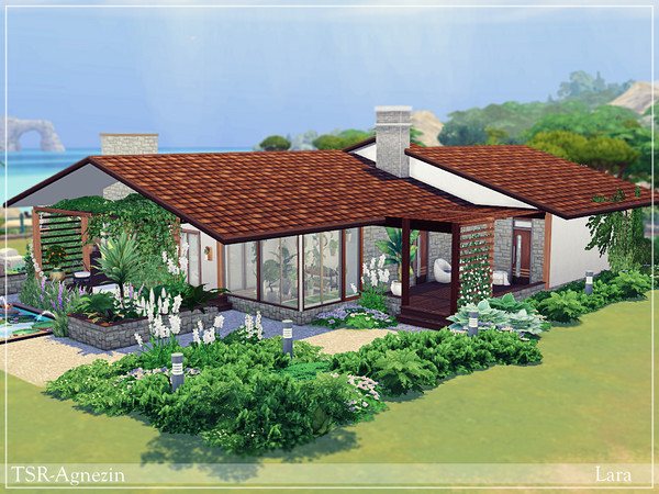 Sims 4 — Lara-no cc by Agnezin — An atmospheric house for a family. It has three bedrooms, two bathrooms, a living room