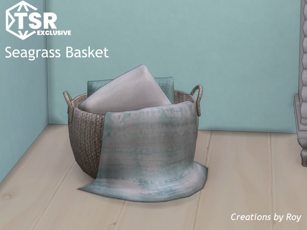 Sims 4 — Seagrass Basket by RoyIMVU — This woven seagrass basket is perfect for storing a throw blanket and extra
