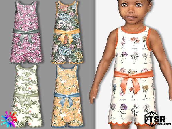 Sims 4 — Toddler Floral Jumpsuit - Needs Cottage Living by Pelineldis — Jumpsuit made from shorts with floral print. Can