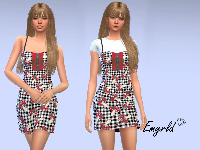 Sims 4 The Sims Resource | Gingham Mushroom Dress +/- Shirt by TSR Creator