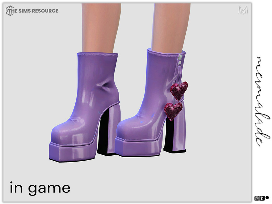 The Sims Resource - Heart Detailed Platform Boots S109