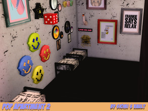 Sims 4 — Pop Aparment II by siomisvault — Hello I made the second part of the Pop Apartment! Are mostly crazy wall decor