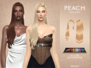 Sims 4 — Peach Hairstyle by Enriques4 — New Mesh 24 Swatches Shadow Map All Lods Base Game Compatible Teen to Elder Hat