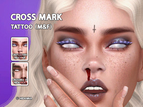 Sims 4 — Cross Mark (Tattoo) - M&F HQ by HIDANNA — Cross Mark face tattoo - male & female HQ. Find it in tattoo