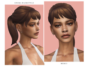 Sims 4 — Enora Hairstyle by -Merci- — New Maxis Match Hairstyle for Sims4. -24 EA Colours. -For female, teen-elder. -Base