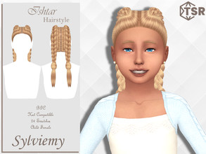 Sims 4 — Ishtar Hairstyle (Child) by Sylviemy — Pigtails Braids New Mesh Maxis Match All Lods Base Game Compatible Hat