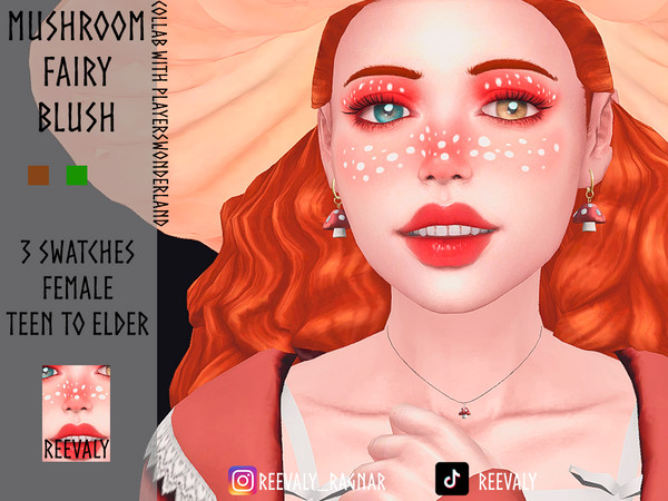 Sims 4 — Mushroom Fairy Blush  by Reevaly — 3 Swatches. Teen to Elder. Female. Base Game compatible. Please do not