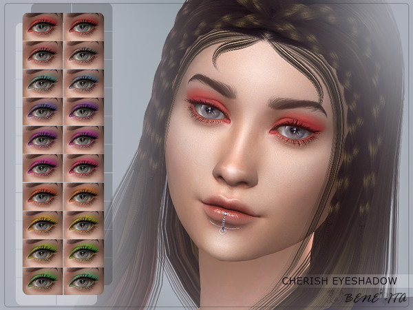 Sims 4 — Cherish Eyeshadow [HQ] by Benevita — Cherish Eyeshadow Makeup Category HQ Mod Compatible 20 Swatches For Female
