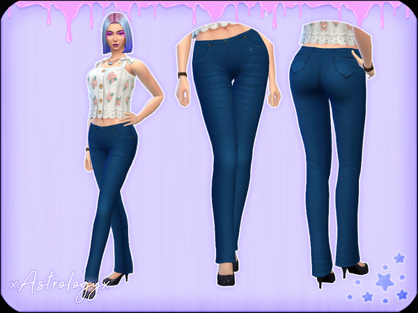 Sims 4 — Astro | [NARI] Female Denim Jeans by xAstrology — [Nari Denim Jeans] [Hand painted jeans for your Sims for all