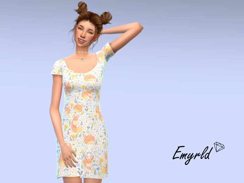 Sims 4 The Sims Resource | White Floral Fennec Fox Dress by TSR Creator
