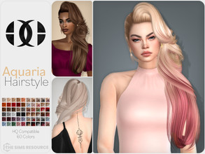 Sims 4 — Aquaria Hairstyle by DarkNighTt — Aquaria Hairstyle is a long, stylish hairstyle for females. 60 colors (20 Base