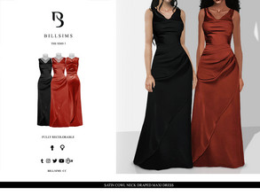 Sims 3 — Satin Cowl Neck Draped Maxi Dress by Bill_Sims — This dress features a satin material with cowl neck and draped