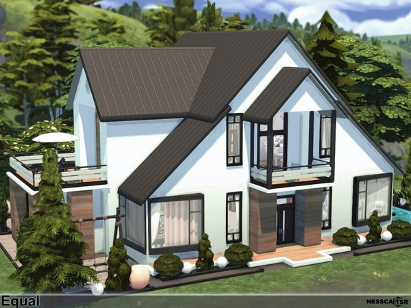 Sims 4 — Equal by Nessca — Equal is a beautiful and elegant house. The interiors are decorated in colors: gray, white,