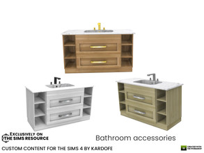 Sims 4 — kardofe_Bathroom accessories_Sink by kardofe — Washbasin with wooden vanity unit and marble worktop In three
