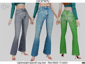 Sims 4 — Lightweight Spanish Leg Jean by portev — New Mesh 5 colors All Lods For female Teen to Elder