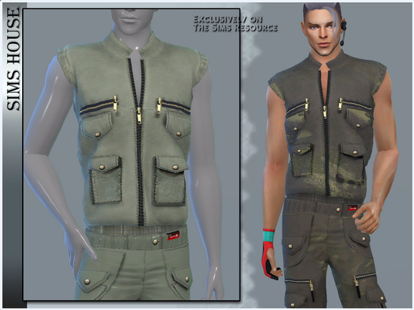 Sims 4 — MEN'S VEST WITH POCKETS [Recolor] by Sims_House — MEN'S VEST WITH POCKETS 6 options. Male vest with pockets for