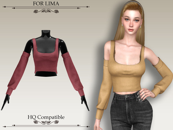 Sims 4 — Top 42 by ForLima — 8 Colors HQ Compatible All LOD's New Mesh Custom Thumbnail