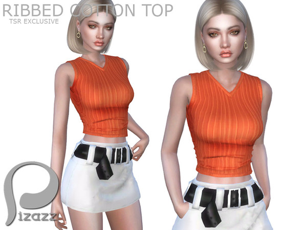Sims 4 — Ribbed Cotton Top by pizazz — Sims 4. Base Game fits all-sized sims. Ribbed Cotton top Sims 4 Base game. Pic
