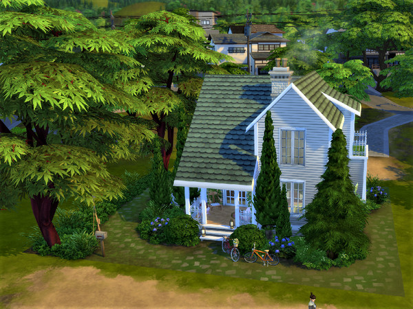 Sims 4 — Tree Maples Cottage no cc by sgK452 — The rooms in this cottage are not very big, but a couple with a child can
