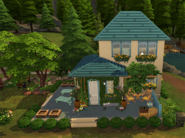 Sims 4 — Yellow Tree Cottage no cc by sgK452 — Lot 30x20 A delicious place to live in peace among nature and animals. A
