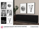 Sims 4 — Contrast black and white painting by nordicsim1 — Wall art. Modern posters in black frame. 6 swatches including