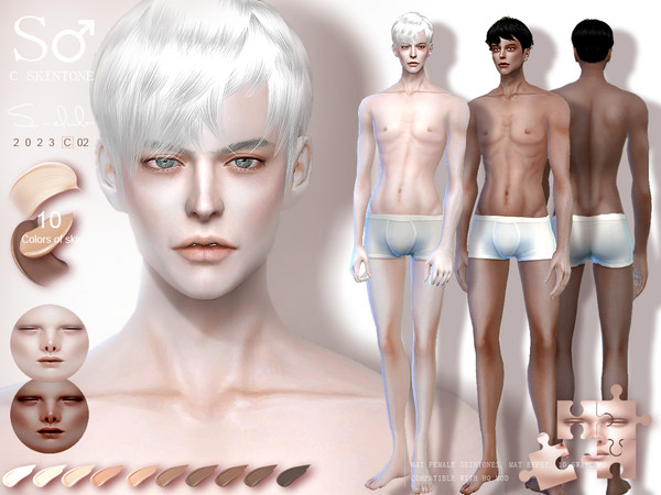Sims 4 — (Male) skinny colorful skin by S-CLUB 022023 by S-Club — (Male) skinny colorful skin with 10 swatches, hope you