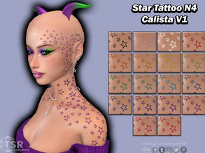 Sims 4 — Star Tattoo N4 - Calista V1 (Set) by PinkyCustomWorld — Cool star tattoo stretching from the sims shoulder, up