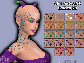 Sims 4 — Star Tattoo N4 - Calista V3 (Set) by PinkyCustomWorld — Cool star tattoo stretching from the sims shoulder, up