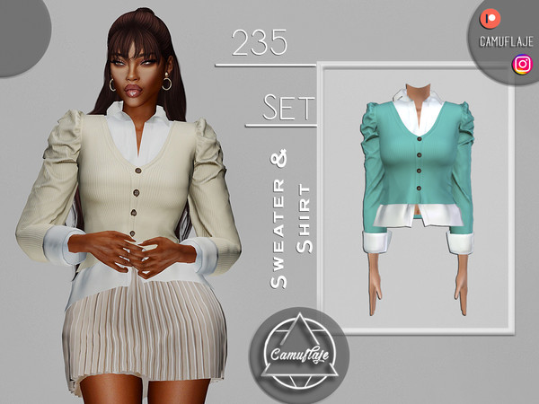 The Sims Resource - SET 235 - Sweater & Blouse