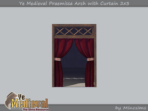 Sims 4 — Ye Medieval Praemissa Arch with Curtain 2x3 by Mincsims — Basegame Compatible 3 swathces A part of Ye Medieval