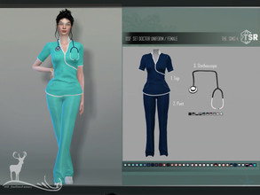 Sims 4 — SET DOCTOR UNIFORM/ FEMALE by DanSimsFantasy — This set contains 3 items. 1. Tight short-sleeved shirt with a
