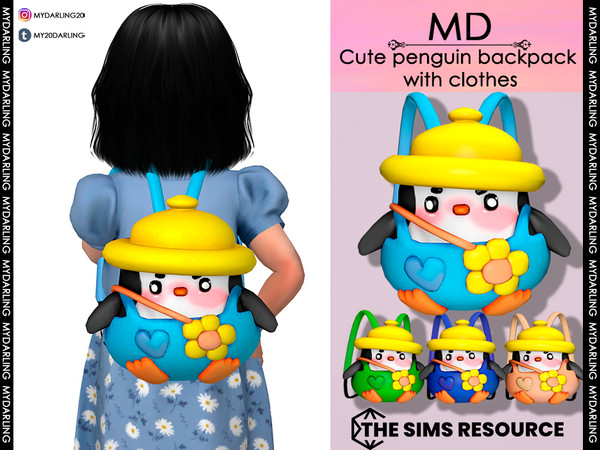 Sims 4 — cute penguin backpack with clothes toddler by Mydarling20 — new mesh base game compatible all lods all maps 6